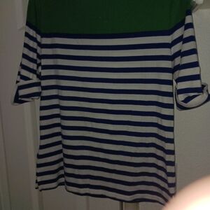 Ralph Lauren Lauren green and blue and white striped top